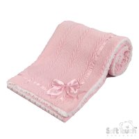 FBP202-BP: Pink Chevron Cable Knit Wrap w/Bow